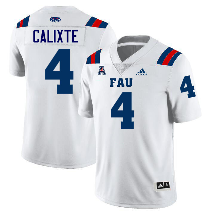 Mykel Calixte FAU Jersey,Florida Atlantic Owls Football Jersey,Uniforms,Gears-White